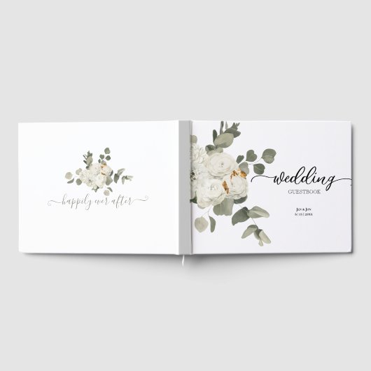 Traditionele witte rozenbloemen Bouquet Weddenscha Gastenboek (Volledig)