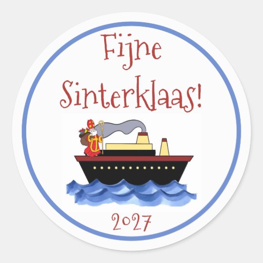 Traditionele witte Sinterklaas-jaartal sticker (Voorkant)