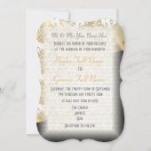 Traditionele witte zwart en goud damast bruiloft kaart (Voorkant)