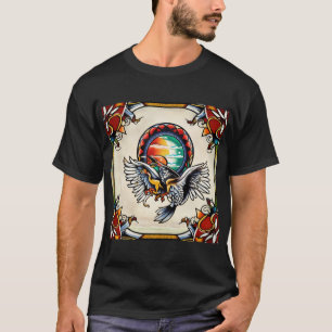 Traditionele wortels ontmoeten neo zwart T-shirt