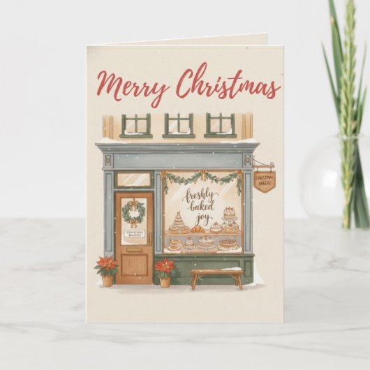 Traditionele Zalig Kerstmis Bakkerij Kaart Vers (Voorkant)