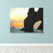 Traditionele zeilboot op zonsondergang, Cabo Rock Canvas Afdruk (Insitu (Houten vloer))