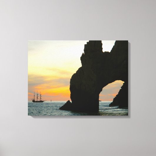 Traditionele zeilboot op zonsondergang, Cabo Rock Canvas Afdruk (Voorkant)
