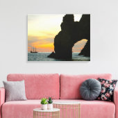 Traditionele zeilboot op zonsondergang, Cabo Rock Canvas Afdruk (Insitu (Woonkamer))