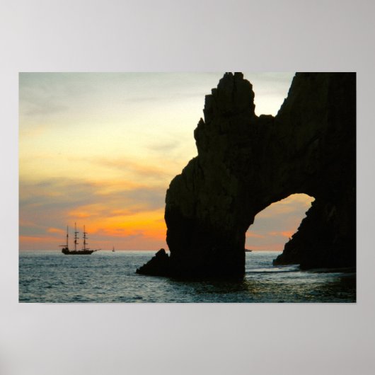 Traditionele zeilboot op zonsondergang, Cabo Rock Poster (Voorkant)