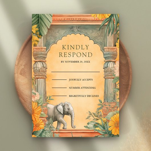 Traditionele Zuid-Indiase bruiloft RSVP Kaartje