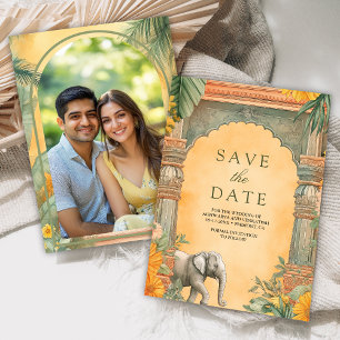 Traditionele Zuid-Indiase foto-huwelijkskaart Save The Date