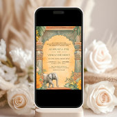 Traditionele Zuid-Indiase QR-code-huwelijksuitnodi Kaart