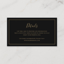 Traditionele zwart en goud elegante bruiloft informatiekaartje