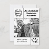 Traditionele zwart-wit-3x5Afstuderen uitnodiging (Voorkant)