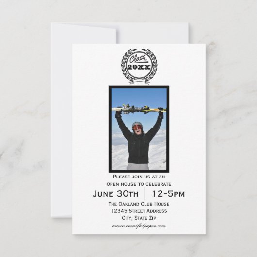 Traditionele zwart-wit-3x5Afstuderen uitnodiging (Achterkant)