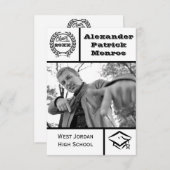 Traditionele zwart-wit-3x5Afstuderen uitnodiging (Voorkant / Achterkant)