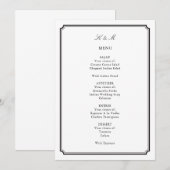 Traditionele zwart-wit bruiloft receptie menu (Voorkant / Achterkant)