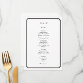 Traditionele zwart-wit bruiloft receptie menu