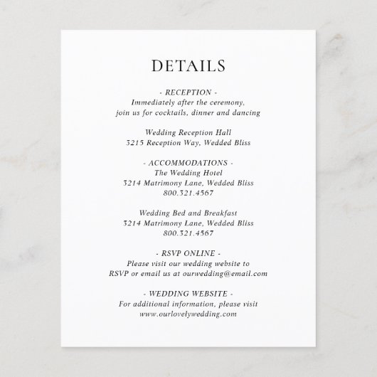 Traditionele zwart-wit bruiloft uitnodiging (Achterkant)