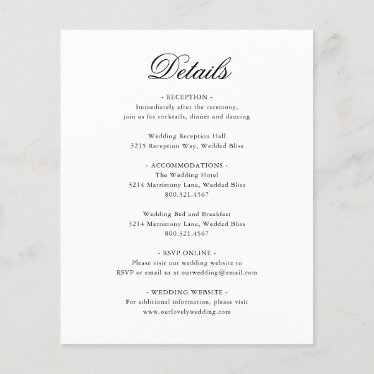 Traditionele zwart-wit bruiloft uitnodiging flyer (Achterkant)