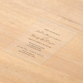 Traditionele zwart-wit elegante bruiloft acryl uitnodigingen (Laagn)