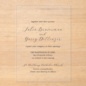 Traditionele zwart-wit elegante bruiloft acryl uitnodigingen (Voorkant)