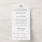 Traditionele zwart-wit elegante bruiloft all in one uitnodiging (Binnen)