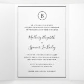 Traditionele zwart-wit elegante bruiloft drieluik uitnodiging (Binnenkant midden)