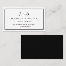 Traditionele zwart-wit elegante bruiloft informatiekaartje