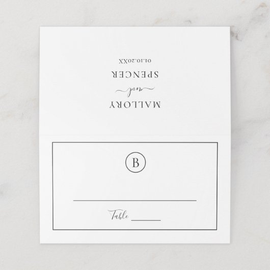 Traditionele zwart-wit elegante bruiloft plaatskaartje (Buitenkant ongevouwen)