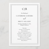 Traditionele zwart-wit elegante bruiloft programmakaart (Voorkant)