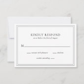 Traditionele zwart-wit elegante bruiloft RSVP kaartje (Voorkant)