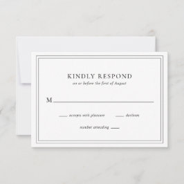 Traditionele zwart-wit elegante bruiloft RSVP kaartje