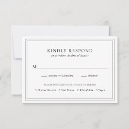 Traditionele zwart-wit elegante bruiloft RSVP kaartje