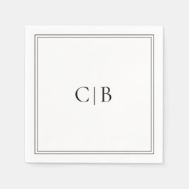 Traditionele zwart-wit elegante bruiloft servet