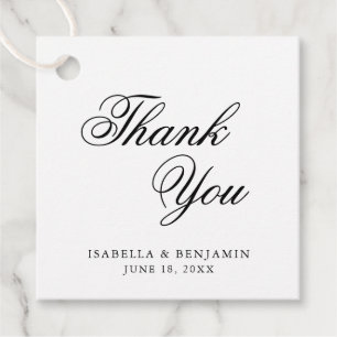 Traditionele zwart-wit formele elegante bruiloft bedankjes labels