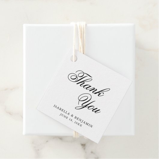 Traditionele zwart-wit formele elegante bruiloft bedankjes labels (In situ)