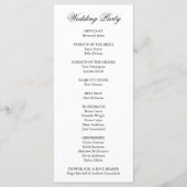 Traditionele zwart-wit formele elegante bruiloft programmakaart (Achterkant)