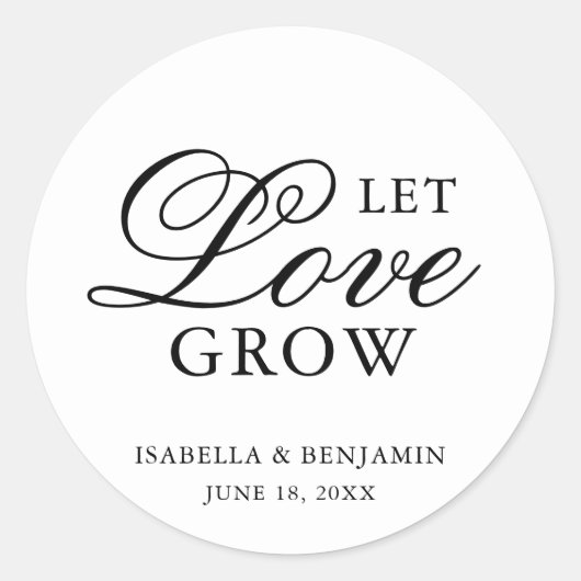 Traditionele zwart-wit formele elegante bruiloft ronde sticker (Voorkant)