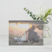 Traditionele zwart-wit foto Elegante bruiloft Bedankkaart (Staand voorkant)
