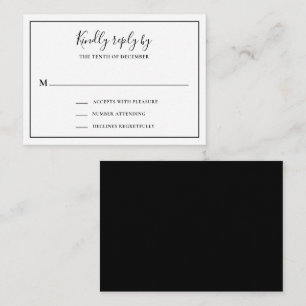 Traditionele zwart-wit mini bruiloft RSVP Kaart Notitiekaartje