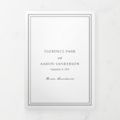 Traditionele zwart-wit QR Code bruiloft Drieluik Uitnodiging (Cover)