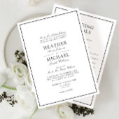 Traditionele zwart-wit script details bruiloft kaart