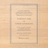 Traditionele zwart-wit tijdloze bruiloft acryl uitnodigingen (Voorkant)