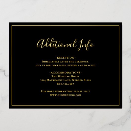 Traditionele zwarte bruiloft Folie behuizing Kaart (Voorkant)