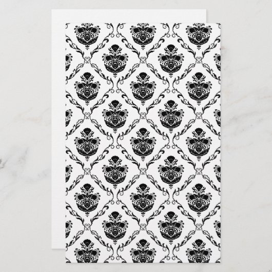 Traditionele zwarte Damask Briefpapier (Voorkant / Achterkant)
