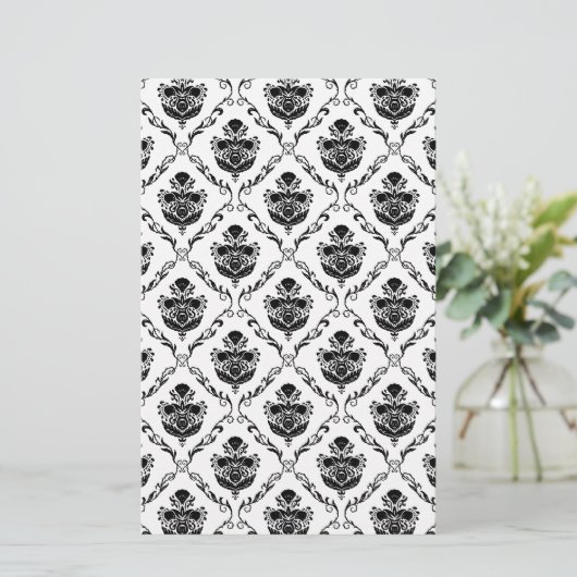 Traditionele zwarte Damask Briefpapier (Staand voorkant)