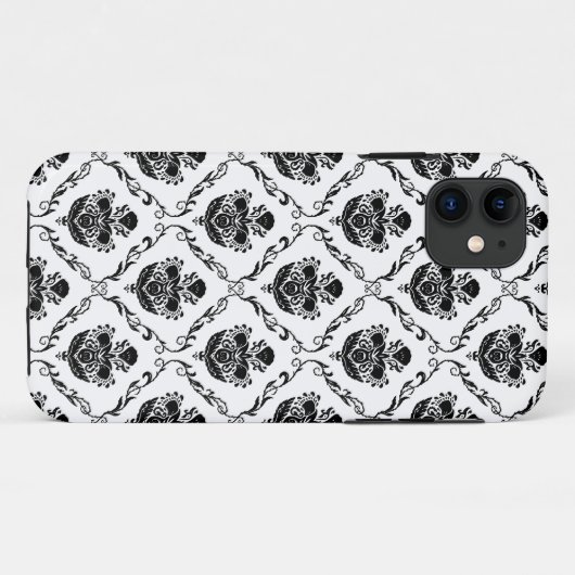 Traditionele zwarte Damask Case-Mate iPhone Case (Achterkant (horizontaal))
