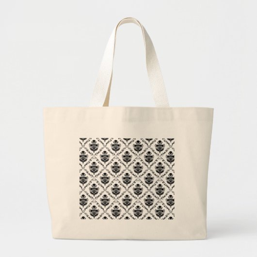 Traditionele zwarte Damask Grote Tote Bag (Voorkant)