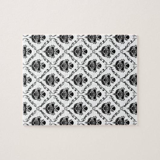 Traditionele zwarte Damask Legpuzzel (Horizontaal)