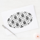 Traditionele zwarte Damask Ovale Sticker (Envelop)
