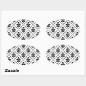 Traditionele zwarte Damask Ovale Sticker (Vel)