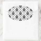 Traditionele zwarte Damask Ovale Sticker (Tas)