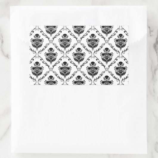 Traditionele zwarte Damask Rechthoekige Sticker (Tas)